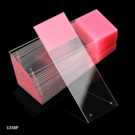 Microscope Slides, Diamond Glass, 25 x 75mm, Charged, 90° Ground Edges, Pink Frosted, 72/Pack