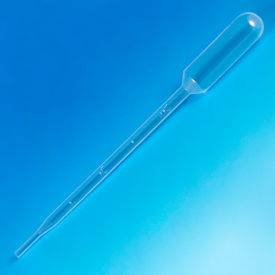 Transfer Pipet, 5.0mL, Large Bulb, Graduated to 1mL, 145mm, Sterile, Cellophane Wrap, 100/Pack