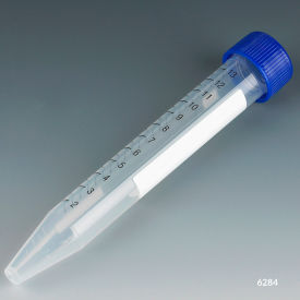 Centrifuge Tube, 15mL, Attached Blue Flat Top Screw Cap, PP , Sterile, 500/Pack