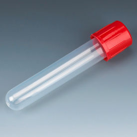 Test Tube with Attached Red Screw Cap, 12 x 75mm (5mL), Polypropylene, 1000/Pack