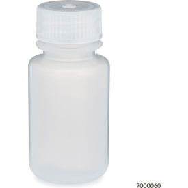 Bottle, Wide Mouth, Polypropylene, Attached Screw Cap, 60mL, 12/Pack