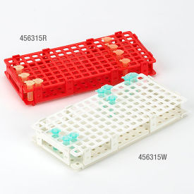 Rack, Snap Together, For 1.5mL and 2.0mL Microcentrifuge Tubes, Reinforced PP, 128-Place, Red