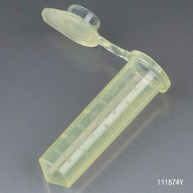 Microcentrifuge Tube, 2.0mL Polypropylene, Yellow, Stand-Up Zipbag, 500/Pack