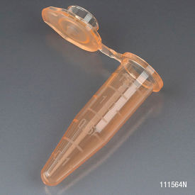 Microcentrifuge Tube, 1.5mL Polypropylene, Orange, Stand-Up Zipbag, 500/Pack
