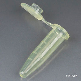 Microcentrifuge Tube, 0.5mL Polypropylene, Yellow, Stand-Up Zipbag, 500/Pack
