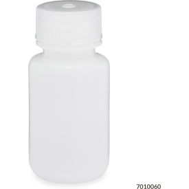 Bottle, Wide Mouth, HDPE, Attached Polypropylene Screw Cap, 60mL, 12/Pack