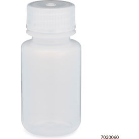 Bottle, Wide Mouth, LDPE, Attached Polypropylene Screw Cap, 60mL, 12/Pack