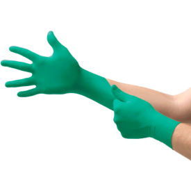 Industrial Grade Nitrile Disposable Gloves, Powdered, Green, Size 7-1/2-8, 100/Box