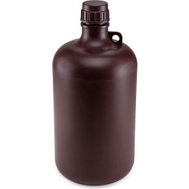 Bottle, Narrow Mouth, Amber Polypropylene, Attached Screw Cap, 8 Liters