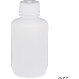 Bottle, Narrow Mouth, LDPE, Attached Polypropylene Screw Cap, 125mL, 12/Pack