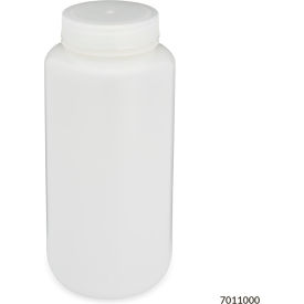 Wide Mouth HDPE Bottle Attached Polypropylene Screw Cap 1000mL 6/Pack