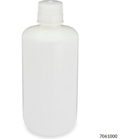 Bottle, Narrow Mouth, HDPE, Polypropylene Screw Cap, 1000mL, 6 Pack