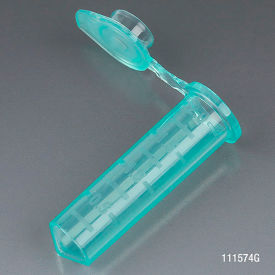 Microcentrifuge Tube, 2.0mL Polypropylene, Green, Stand-Up Zipbag, 500/Pack