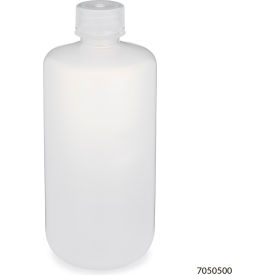 Bottle, Narrow Mouth, Polypropylene, Attached Screw Cap, 500mL, 12/Pack