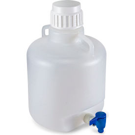 Carboy, Round with Spigot and Handles, LDPE, White Polypropylene Screwcap, 10 Liter