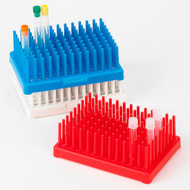 Peg Tube Rack, Reinforced Polypropylene, 17mm, 50-Place (66 Pegs), Red