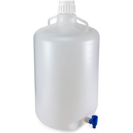 Carboy with Spigot and Handles, Polypropylene, White Screwcap, 50 Liter, Autoclavable