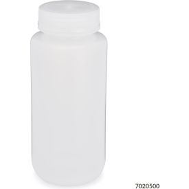 Bottle, Wide Mouth, LDPE, Attached Polypropylene Screw Cap, 500mL, 12/Pack