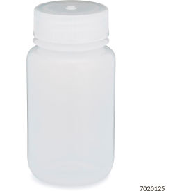 Wide Mouth LDPE Bottle with Attached Polypropylene Screw Cap, 125mL, 12/Pack