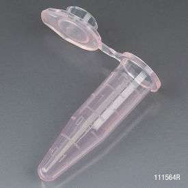 Microcentrifuge Tube, 1.5mL Polypropylene, Red, Stand-Up Zipbag, 500/Pack