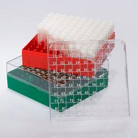 BioBox, 100 place, Polycarbonate, for 1+2mL int. Cryoclear Tube, Red, 5/Pack