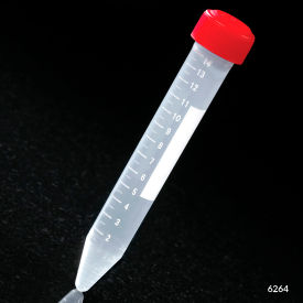 Centrifuge Tube, 15mL, Attached Red Screw Cap, PP , Printed Graduations, Sterile, 500/Pack