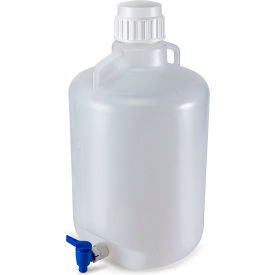 Carboy, Round with Spigot and Handles, LDPE, White Polypropylene Screwcap, 20 Liter