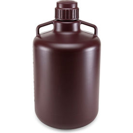 Carboy, Round with Handles, Amber HDPE, Amber Polypropylene Screwcap, 20 Liter