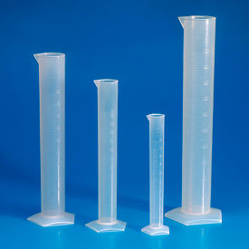 Graduated Cylinder, Polypropylene, Molded Graduations, 500mL