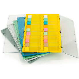 Slide File Folder with Clear Hinged Lids, 20-Place, HI Polystyrene/SAN, Yellow, 12/Pack