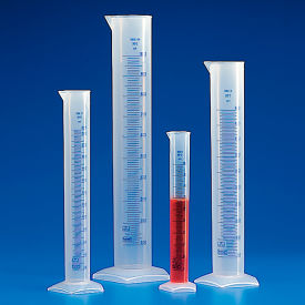 Graduated Cylinder, Polypropylene, Printed Graduations, 250mL, 12/Pack