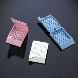 Biopsy Embedding Cassettes w/ Attached Lid, 35% Writing Area, Blue