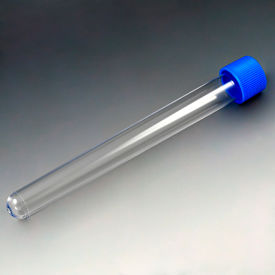 Test Tube with Attached Blue Screw Cap, 16 x 150mm (20mL), Polystyrene, 500/Pack