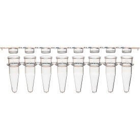 0.2mL 8-Strip Tubes, with Separate 8-Strip Clear Flat Caps, Natural, 125/Pack