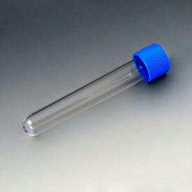 Test Tube with Attached Blue Screw Cap, 16 x 100mm (10mL), Polystyrene, 1000/Pack