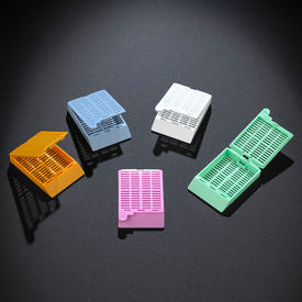 Tissue Embedding Cassettes w/ Attached Lid, 35% Writing Area, Pink