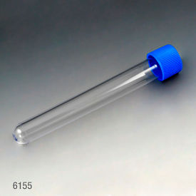Test Tube with Separate Blue Screw Cap, 16 x 120mm (15mL), Polystyrene, 1000/Pack