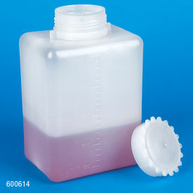 Screwcap, Wide Mouth, Square, Graduated, PE (Cap Polypropylene), 2000mL, 40/Pack