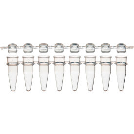 0.2mL 8-Strip Tubes, with Separate 8-Strip clear Dome caps, Natural, 125/Pack