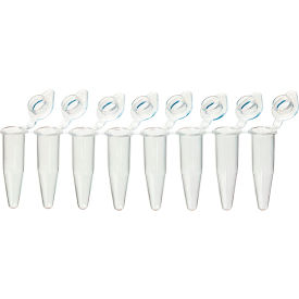 0.2mL 8-Strip Tubes, with Individually-Attached Flat Caps, Clear, 120/Pack