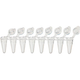 0.1mL 8-Strip Tubes, Low-Profile, with Individually-Attached Flat Caps, White, 120/Pack