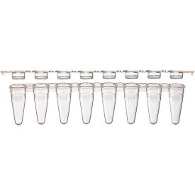 0.1mL 8-Strip Tubes, Low Profile, with Separate 8-Strip Clear Flat Caps, Natural, 125/Pack