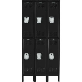 2-Tier 6 Door Premium Locker, 36"W x 18"D x 78"H, Black, Unassembled