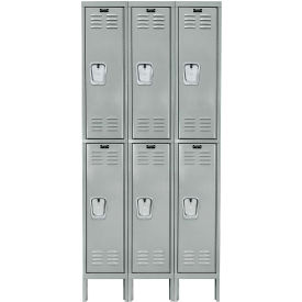 2-Tier 6 Door Premium Locker, 36"W x 18"D x 78"H, Light Gray, Unassembled