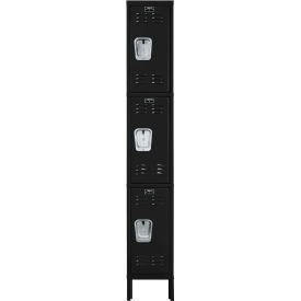 3-Tier 3 Door Premium Locker, 12"W x 18"D x 78"H, Black, Assembled