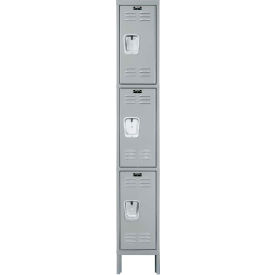 3-Tier 3 Door Premium Locker, 12"W x 12"D x 78"H, Light Gray, Assembled