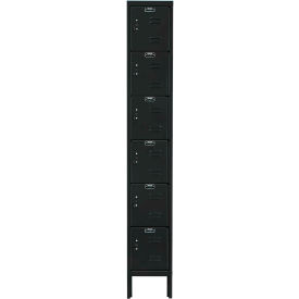 6-Tier 6 Door Premium Locker, 12"W x 18"D x 78"H, Black, Assembled