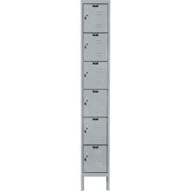 6-Tier 6 Door Premium Locker, 12"W x 12"D x 78"H, Light Gray, Assembled