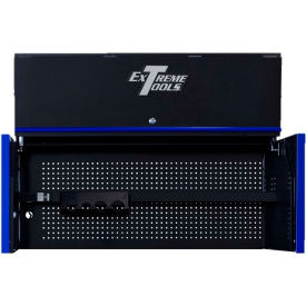 Power Workstation Hutch, 55"W x 25"D x H"22-1/4, Black w/Blue Handle & Trim