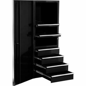 4 Drawer/2 Shelf Pro Side Cabinet, 24"W x 30"D x H"63-3/8, Black w/Chrome Handles